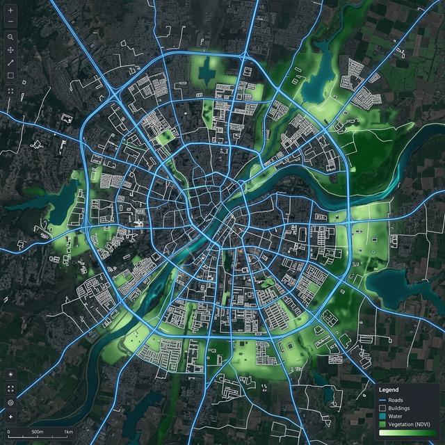 GIS spatial analysis and satellite data visualisation